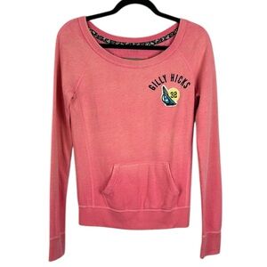 Gilly Hicks Sydney Long Sleeve Pouch Pocket Pullover Sweatshirt Medium Pink